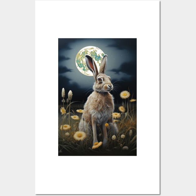 Hare, Pagan Hare, Pagan Art, Moon, Animal, Wall Art by thewandswant